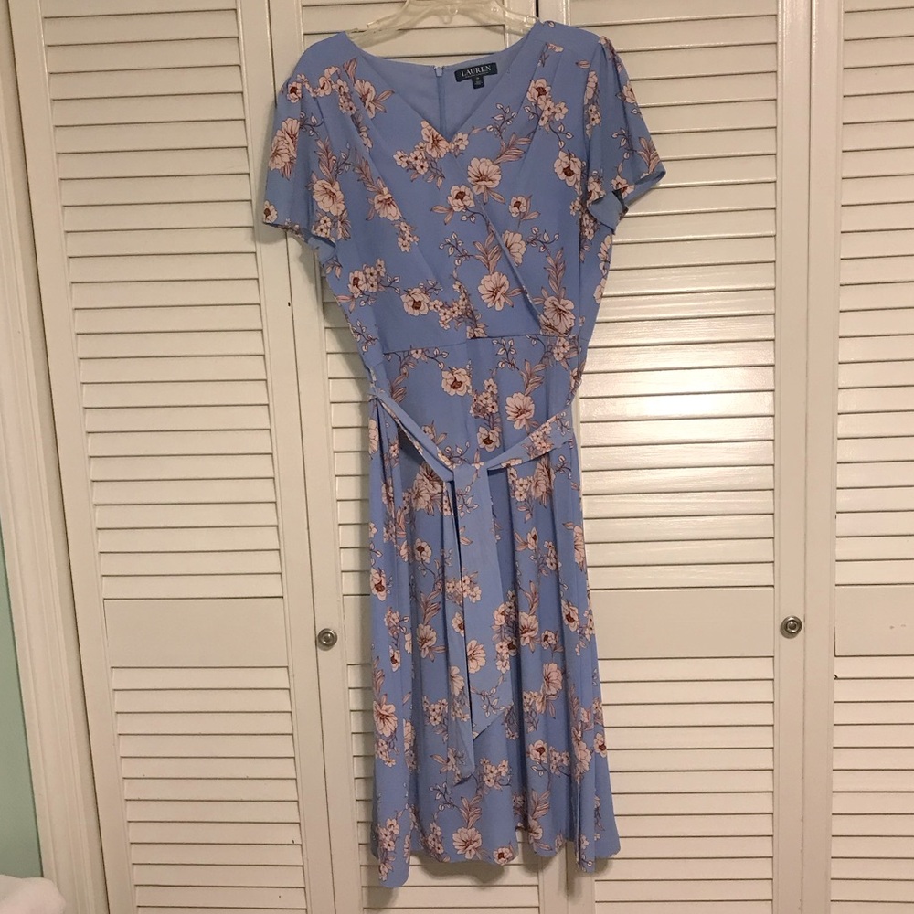 Ralph Lauren Light Blue Floral Wrap Dress